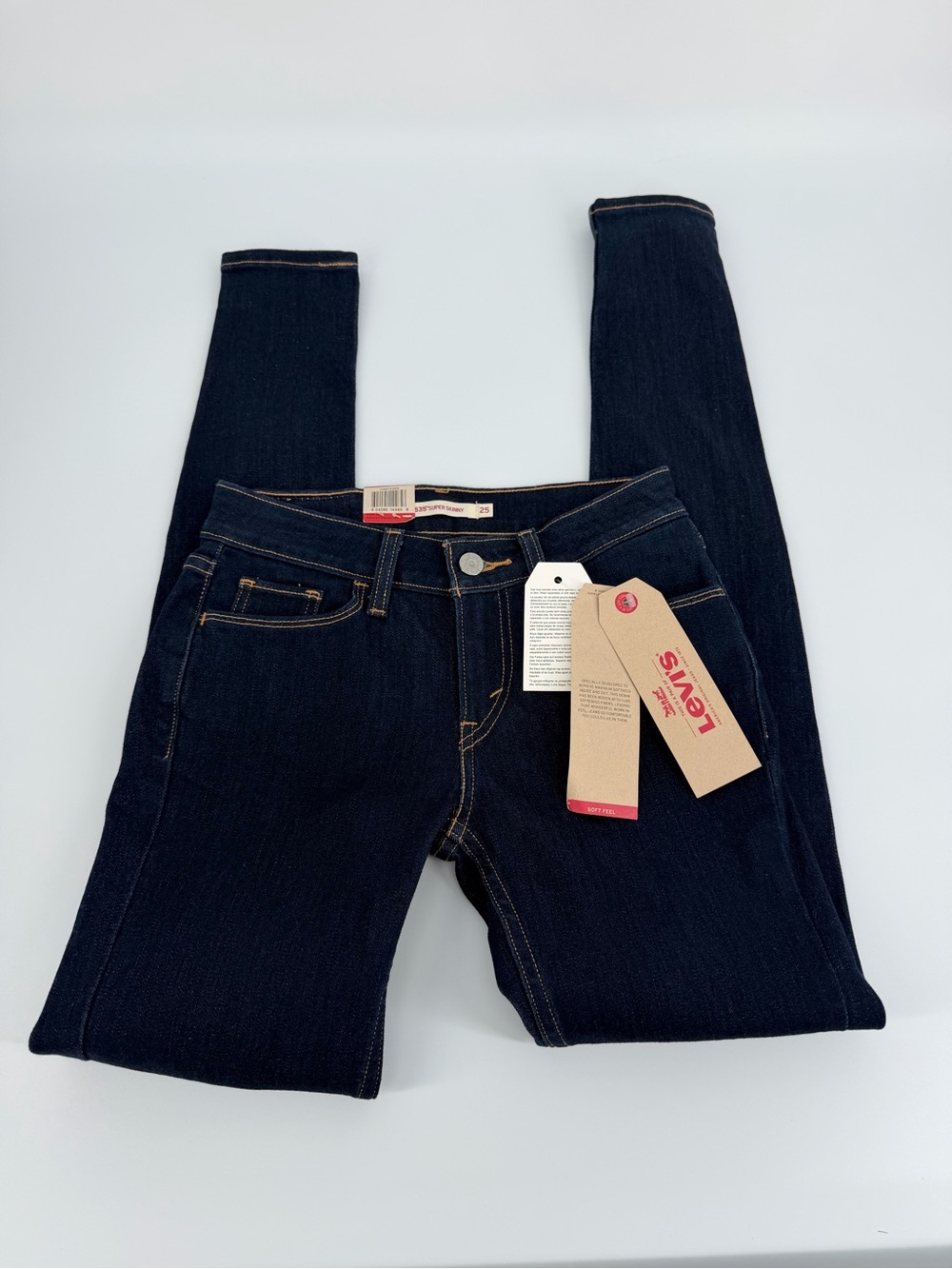Levi’s 535 Super Skinny Jeans Womens 25x30 Dark Wash Blue Denim Stretch NWT - Picture 3 of 16
